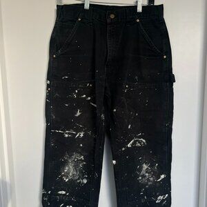 Carhartt Distressed Black Utility Pants - Paint Splattered